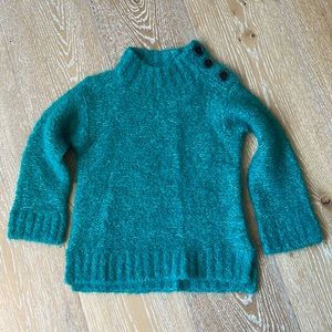 Girls EUC j crew teal green mock sweater in 4-5